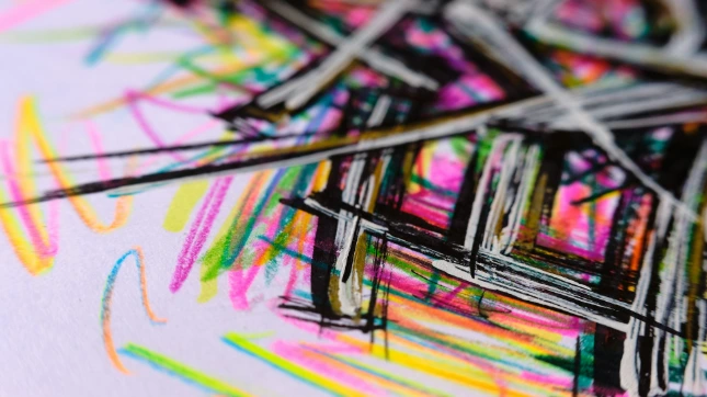 a close up of a drawing on a piece of paper