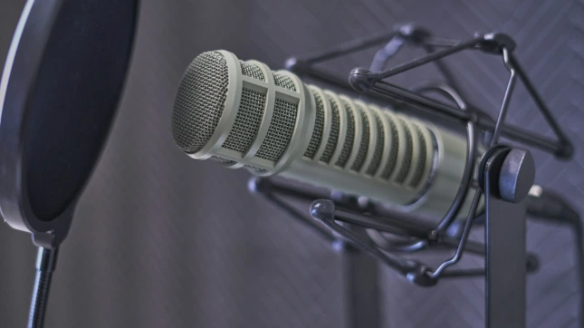 gray condenser microphone with pop filter